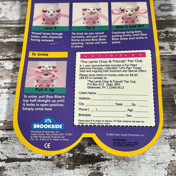 Vintage Lamb Chop and Friends Lamb Chop Bow Biters NOS - Picture 4 of 7